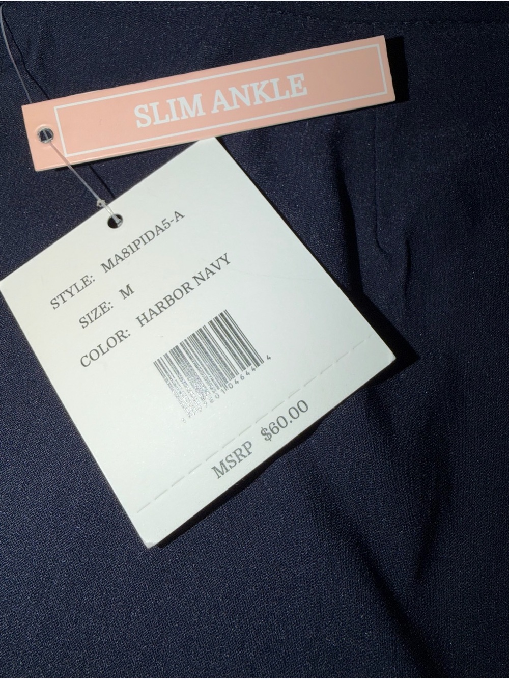 New Zac & Rachel Women's Size M Pull On Navy Slim Ankle Pants Flat Front NWT - Picture 3 of 6